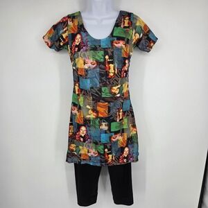 Enkay Women Modest Face Print Swim Dress One Piece Shorts Y2k Festival Size M 90